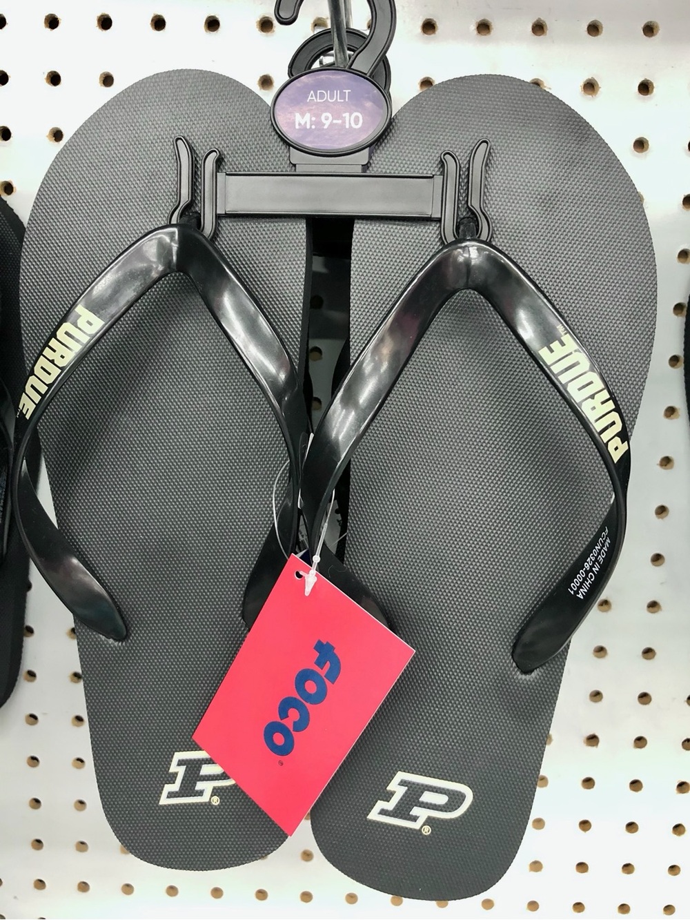 NEW PURDUE University Sandals Flip Flops Boilermakers Black XL Women’s Unisex